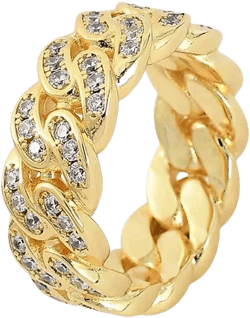 14K Gold 8mm Single Row Moissanite Cuban Ring, Classic Elegance Meets Modern Fashion, Men's Stylish Accessory Yellow US 11