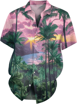 Men's Hawaiian Shirts Short Sleeve Button Down Casual Shirts Summer Printed Tropical Floral Aloha Beach Shirts 2-purple Pink 4X-Large