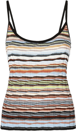 Missoni Women's White Striped Cotton And Viscose Ribbed Tank Top With Contrasting Trim