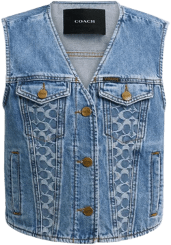 COACH Women's Blue Denim Vest In Organic Cotton