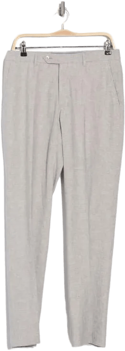 Tommy Hilfiger Men's Gray Flat Front Linen Blend Pants