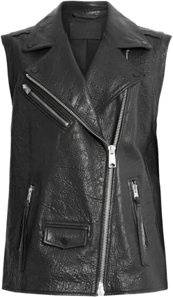 AllSaints Women's Black Billie Leather Biker Vest