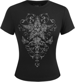 Round Neckline Star Graphic Short Sleeve Tee
