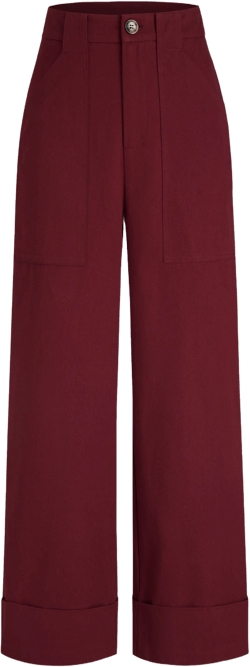 Corduroy Mid Rise Pocket Straight Leg Trousers