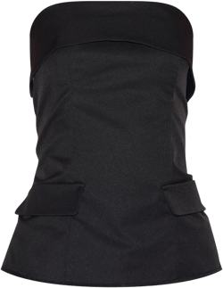 Black Pocket Detail Foldover Bandeau