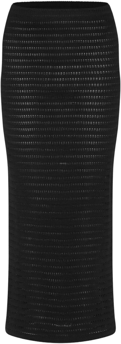 Black Textured Mid Rise Maxi Skirt
