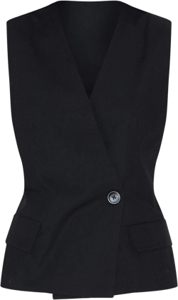 Black  Boxy Asymmetric Vest