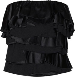 Black Satin Ruffle Bandeau