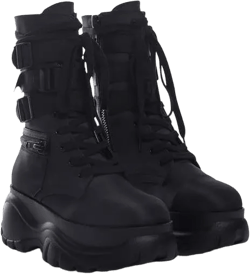 Dolls Kill Mad Hustle Pocket Combat Boots by Poster Grl – Chunky Platform Combat Boots with Zipper Pockets & Buckled Straps