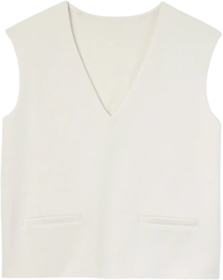 Women&#39;s Sandwash Vest - A New Day&#8482; Cream XL: Heavyweight Doubleknit, V Neck, Faux Pocket