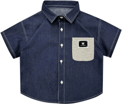 Long Short Sleeve for Children Boy Girl Fall Winter Crewneck High Neck Denim Cowboy Jackets Coat Kid 2025 Trendy
