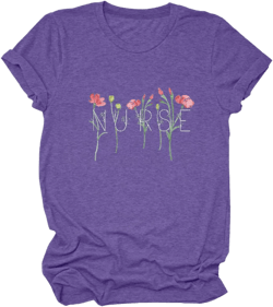 GAQEUWR Nurse Shirts for Women, Nurse Life T-Shirt, Funny Cute Flower Graphic Tee Casual Short Sleeve O-Neck Nurse Tops at Amazon Women’s Clothing store