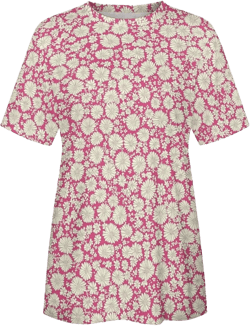 ZOCAVIA Boho Cotton Tops Womens Summer Crewneck Short Sleeve Floral Printed Blouses Dressy Casual Ladies Tunic Tops Tees Floral 3 Small