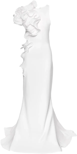 ruffled-appliqué gown