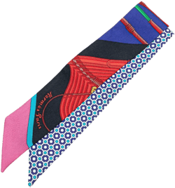 1990-2024 Clic Clac Modern Cannage Silk Twilly Scarf scarves