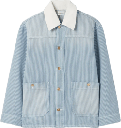 striped denim jacket