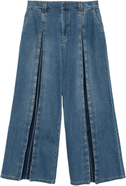 box-pleated loose-fit jeans