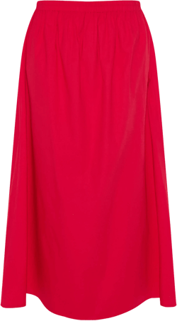 Tomato Red Cotton Poplin A Line Low Rise Maxi Skirt