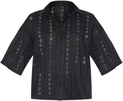  Black Broderie Boxy Shirt