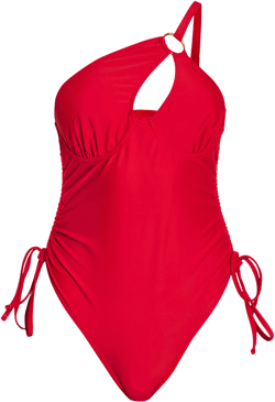 Red One Shoulder Underwired Swimsuit