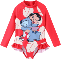 Disney Princess Frozen Elsa Minnie Stitch One Piece Swimsuit Rashguard Bathing Suit UPF 50+Toddler Girl Long Sleeve Swimwear: Clothing, Shoes & Jewelry