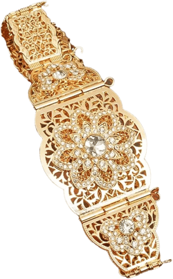 Women’S Moroccan Chic Caftan Belt Gold Color With Red EN8 Crystal Jewelry For Wedding Dress And Abaya at Amazon Women’s Clothing store