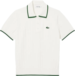 Lacoste Women's Short Sleeved Polo Collar Golf Sweater 4 Flour/Green