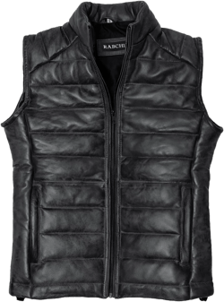 Mens Brown Quilted Lambskin Leather Vest With Removable Hood - Men Sleeveless Casual Style Motorcycle Puffer Jacket 3X-Large Black