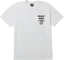 HUF x Toyota TRD Long Travel T-Shirt for Men | Graphic Tee, Soft Cotton, Co-Branded Design, Printed Chest & Back White Small