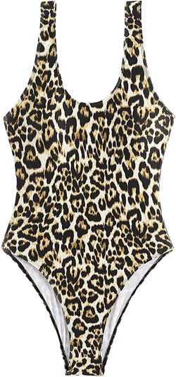Floerns Women's Leopard Backless Scoop Neck High Cut One Piece Swimsuit X-Large Multicolor