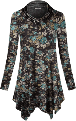 Cestyle Womens Fall Long Sleeve Cowl Neck Asymmetrical Hemline Flowy Tunic Top