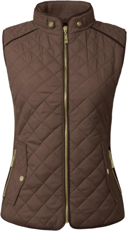 NE PEOPLE Womens Lightweight Quilted Padding Zip Up Vest Gilet(S-3XL) Large Brown