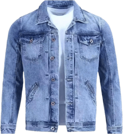 YTR6TW Men's Spring Fall Vintage Denim Jacket Men's Fashion Cargo Jacket Men's Korean Casual Slim Denim Jacket X-Large Light Blue