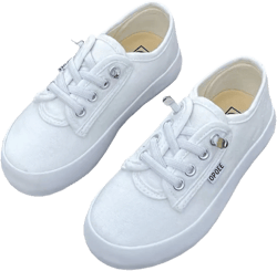 Girls Boys Low Top Canvas Shoes Kids Casual Slip On Tennis Sneakers 3.5 Big Kid White