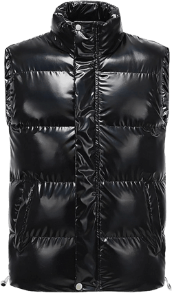 JEsilunmaMY Men's Stand Collar Shiny Puffer Vest Sleeveless Slim Fit Cotton Down Vest Warm Winter Casual Padded Vest Coats X-Large Black