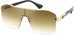 Karsaer Vision Oversized Stylish One Piece Frameless Sunglasses Flat Top Chic Big Gold For Men Women Trendy Crafted Glasses