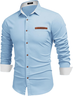 COOFANDY Men's Casual Dress Shirt Button Down Shirts Long-Sleeve Plaid Collar Denim Work Shirt 3X-Large Type 02 - Light Blue