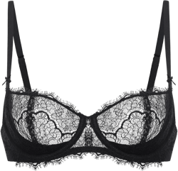 DOBREVA Women's Balconette Sexy Unlined Bra Lace Push Up Plus Size Bras See Through Underwire