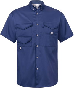 Alimens & Gentle Men's Short Sleeve Fishing Shirts with Pockets Wicking Fabric Outdoor Shirt