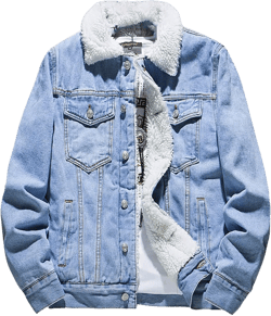 Jean Jacket Mens Sherpa Fleece Lined Denim Jacket Winter Warm Trucker Jacket Cowboy Coat Motorcycle Jean Jackets Large 01-sky Blue