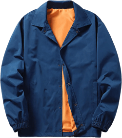 Maiyifu-GJ Men's Lightweight Snap Front Jacket Classic Relaxed Fit Athletic Windbreaker Casual Fall Outdoor Golf Coat Medium Blue