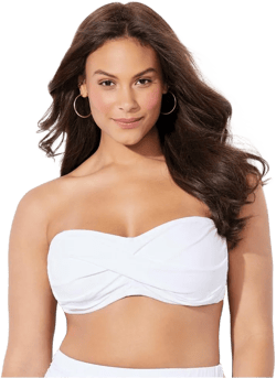 Swimsuits for All Women's Valentine Ruched Bandeau Bikini Top - 14, White (Plus Sizes Available)