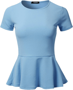 SSOULM Women's Classic Stretchy Short Sleeve Flare Peplum Blouse Top with Plus Size 1X Stt021_denim