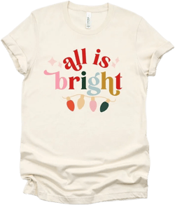 Simply Sage Market Women's All Is Bright Christmas Lights Short Sleeve Graphic Tee - S - Cream