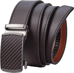 Mens Ratchet Belt Leather 1 3/8'' Adjustable Belts for Mens Dress Casual Jeans Comfort Trim to Fit