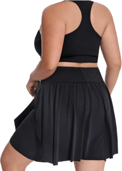 Seawhisper Plus Size Shorts for Women Black High Waisted Flowy Skorts Tennis Skirt Athletic Summer Workout 2XL 20-22 Plus