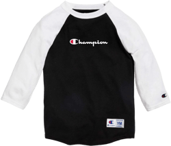 Champion Kids Baseball Tee, XL, Black/White