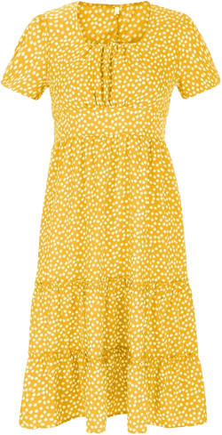 Womens Summer Dresses midi Polka dot Dress Short Sleeve Ruffle Boho Dress Casual Trendy Vacation Elegant Sundress X-Large Yellow Yellow