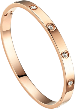 Love Bracelets Stainless Steel friendship Bracelet Cubic Zircon Filled Gold and Silver Female Women Mother's Day Valentine's Day Wedding Couple and Birthday Gift rose gold, 6.7inch