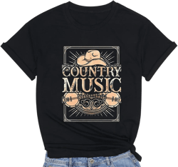 Country Music Tshirt Women Vintage Graphic Tees Funny Western Cowboy Shirt Casual Short Sleeve Tops
